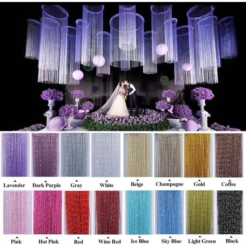 Fashion String Window Door Curtain Backdrop Blind Panel Tassels Valance Room Divider Silver Thread Curtain For Home Mall Hotel