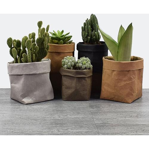 Washable Kraft Paper Storage Bag Plants Flower Grow Container Sundries Food Storage Bags for Home Sundries Organizer
