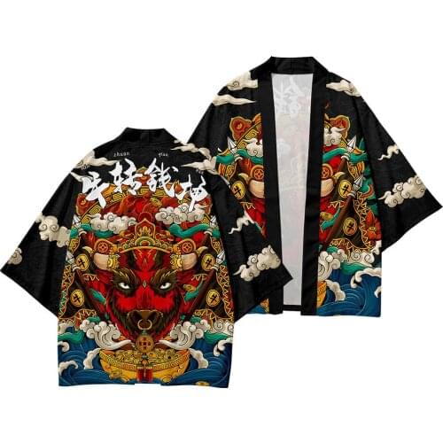 Men Yukata Harajuku Beach Loose Thin Shirt Coat And Pant Traditional Black Print Cardigan Kimonos Japanese Kimono Plus Size 6XL