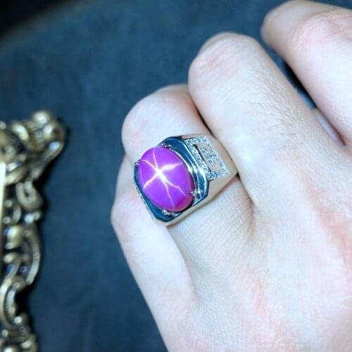 Big sale strong power man ring cool pink star ruby gem ring man ring big size shiny gem 925 sterling silver ornament man gift