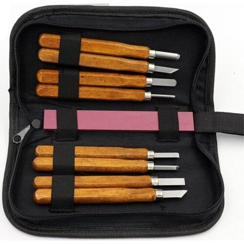 8pcs/set Wood Lathe Handle Carpenters Carving Chisels With Grindstone Kit DIY Hand Tools Set High Quality