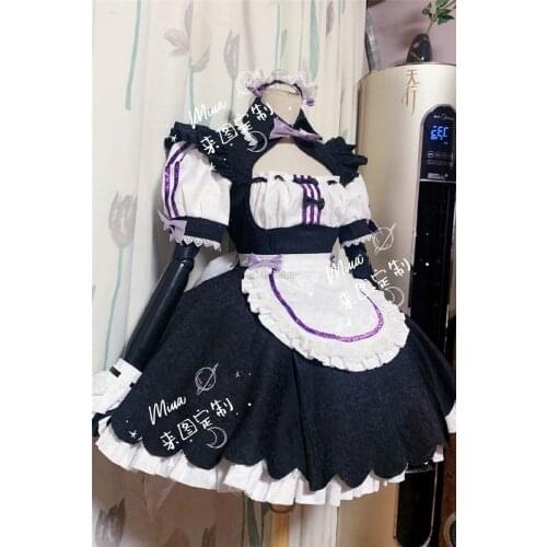[Customize] Anime Game Nekopara Chocola Vanilla Maid Dress Uniform Cosplay Costume Halloween Party Suit For Women Girls New 2021