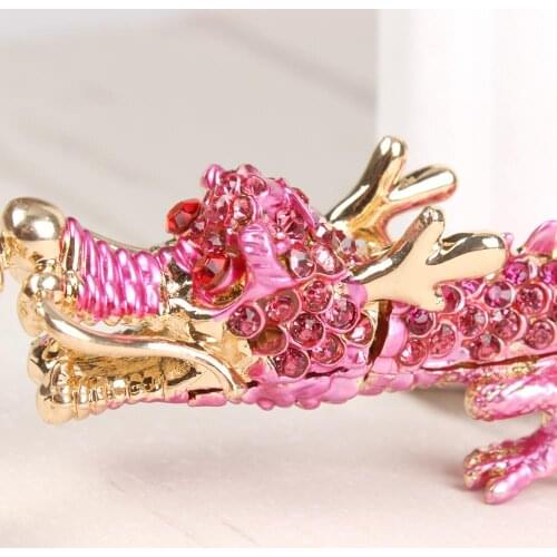 New Pink Chinese Long Dragon Cute Crystal Charm Pendant Purse HandBag Car Key Ring Chain Wedding Party Creative Gift
