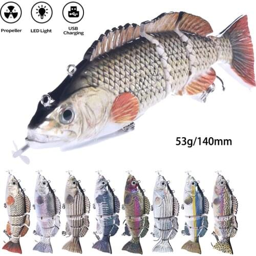 Propeller Auto Electric Wobbler Swimming Fishing Lure Siking ABS Multi Jointed Bait 3D Fish USB Rechargeable Swimbait Crankbait