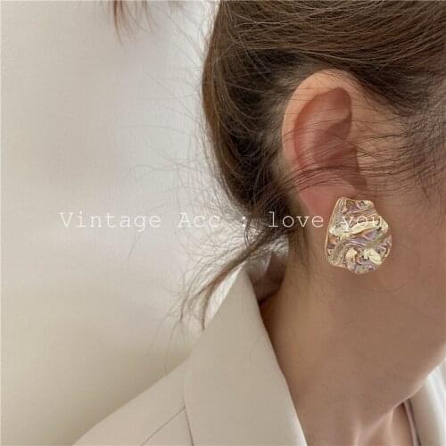 Retro Irregular Geometry Earrings Metal Exaggerated Earrings Minimally Net Red Womens Earrings Fashion Hong Kong Wind Earrings