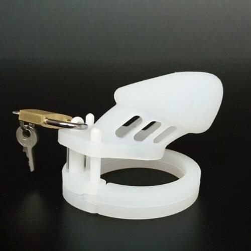 Silicone Cage White S LCB6000 Sex Products Male Masturbator Chastity Device JJ Lock Cock Rings Chastity Cage Sex Toy for Men