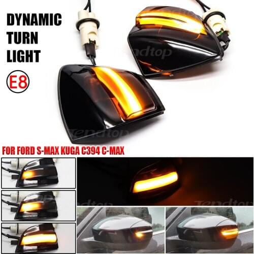 2X For Ford S-Max 07-14 Kuga C394 08-12 C-Max 11-19 LED Dynamic Turn Signal Light Wing Mirror Sequential Blinker Indicator Lamp