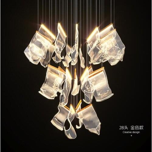 LED Postmodern Art Paper Iron Acryl Chandelier Lighting Lustre Suspension Luminaire Lampen For Dinning Room