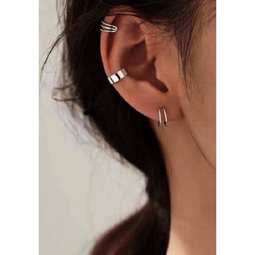 UODCM 3pcs Fashion Simple Cross Clip Earrings For Women Girls Cute Gold Silver Color Punk Ear Cuff Without Piercing Jewerly