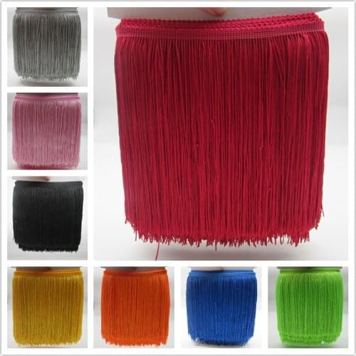 YY-tesco 10 Meter 20cm Wide Lace Fringe Trim Tassel Fringe Trimming For Latin Dress Stage Clothes Accessories Lace Ribbon Tassel