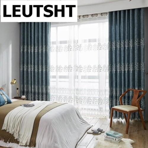 European Style Curtains for Living Dining Room Bedroom Jacquard Curtain Tulle Finished Product French Window Customization