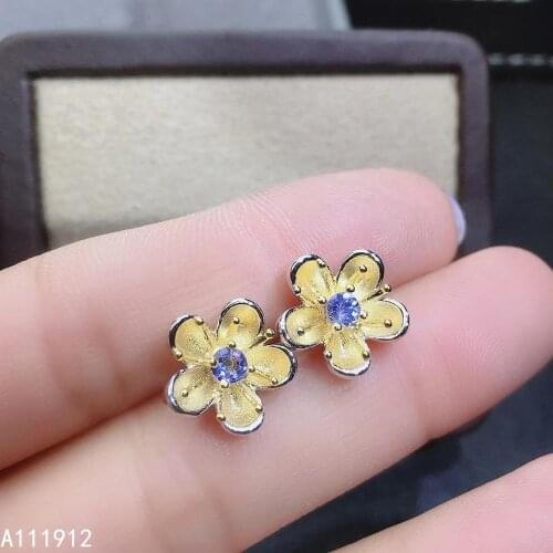 KJJEAXCMY fine jewelry natural Tanzanite 925 sterling silver women earrings new Ear Studs support test beautiful