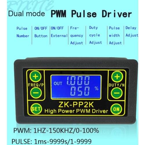 ZK-PP2K PWM DC 3.3-30V 12V 24V Motor Speed Controller regulator 8A 150W Adjustable LED Dimmer Pulse Frequency Duty Ratio