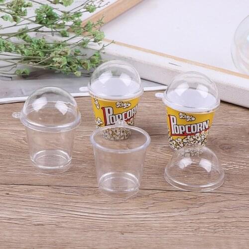 10pcs DIY Charms Plastic Cups Miniature Cute Mini Cup with Dome Lid DollHouse Popcorn Ice Cream Jewelry Accessory