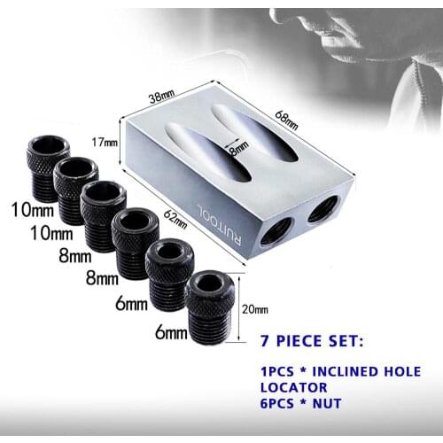 15° Inclined Hole Locator Cross Screw Driver Kit Practical Step Drilling Bit Pockethole Jig Drill Bit Power Tools Portable