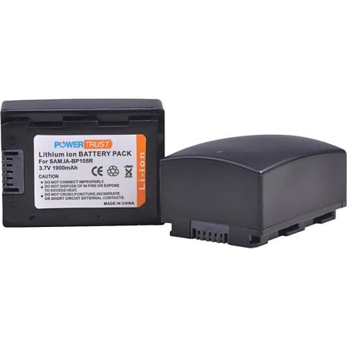 2Pcs 1900mAh IA-BP105R BP105R Battery for Samsung HMX-F80, HMX-F80BN, HMX-F80SN, HMX-F90, HMX-F90BN, HMX-F90WN Camcorder