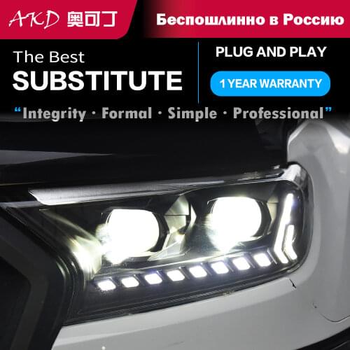 2 PCS Car Goods For Ford Ranger Everest T6 FL T7 T8 Raptor Audi Type Headlight Head lamp LED Headlight LED Dual Projector