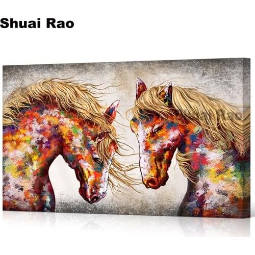 Abstract art diamond Painting Color two Horses pattern diamond mosaic 5D icon 3D embroidery sale large decoration animals decor