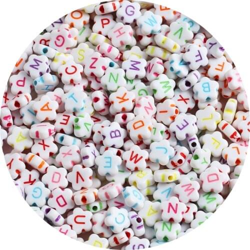 100pcs/lot Mixed Acrylic Beads Flower Letter Loose Spacer Beads for Needlework Jewelry Making Handmade Diy Bracelet Accessories