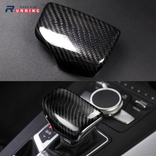 Carbon Gear Knob cover For Audi A4 A5 Q5 A6 S6 A7 S7 Q7 A3 S3 Carbon Fiber Gear Shift Knob Cover Trim 2013 2014 2015 2016 2017