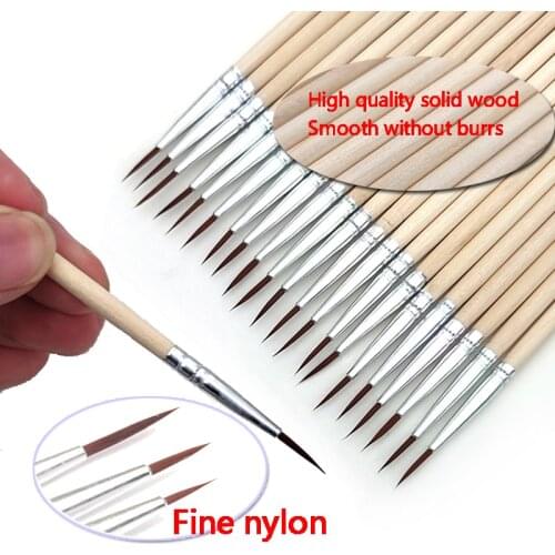 Wood Color Hook Line Pen Long Tail Nylonhair Painting Brush Children DIY Art Supplies Tool Stationery Watercolor Painting Pen