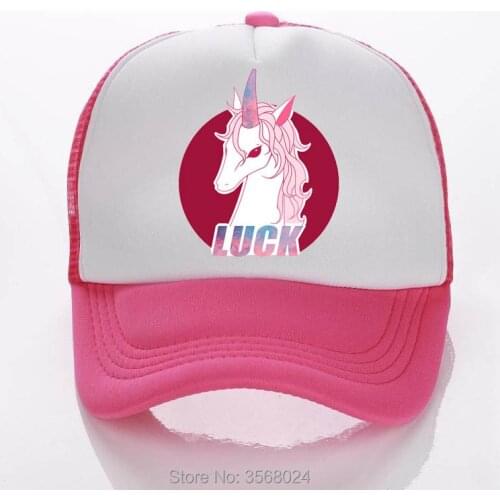 LUCK Unicorn Children Cap Printed Unicorn Harajuku Summer Trucker Hat Kids Baseball Hats Girl Sun protect travel Girls Snapback