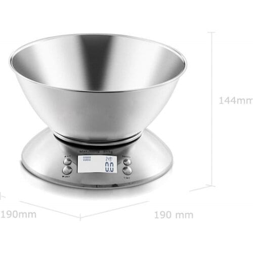 Stainless Steel Kitchen Scale 5kg/1g Electronic Scale Kitchen Food Balance Cuisine Precision Digital Scale With Bowl Cook Tool
