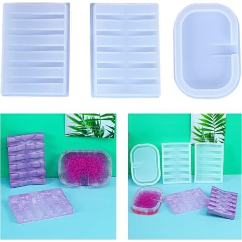 Epoxy mold resin 3 soap box silicone mold mirror hot selling jewelry creative handmade household items