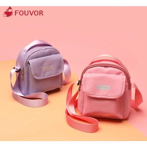 Fouvor 2021 new Fashion small bag female bag mini shoulder messenger bag cute girl canvas bag 2957-04