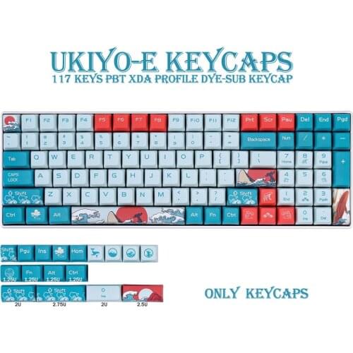 PBT Keycap 117 Keys DYE-SUB XDA Profile Personalized Ukiyo-e Keycaps For Cherry MX Switch Mechanical Keyboard