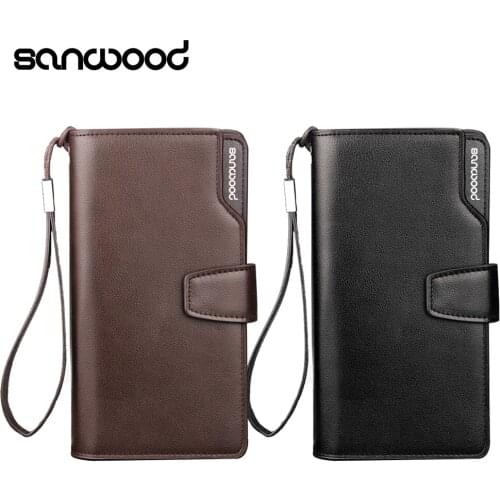 Fashion Men Faux Leather Business Blocking Wallet Zipper Coin Pocket Long Purse Passport Cover For Men Card Holder Purse New