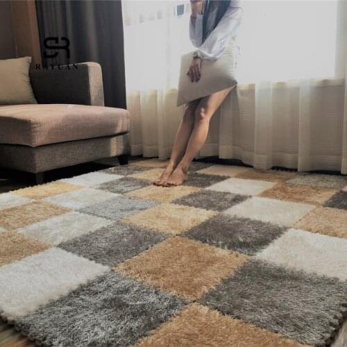 RAYUAN One Piece 30x30CM EVA Foam DIY Puzzle Mat Long Hair Villi Shaggy Carpet Mat Plush Soft Area Rug Children Baby Playmat