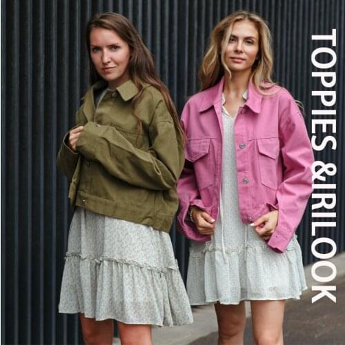 Toppies 2021New Women Jackets 100% cotton coat Solid color turn down collar jacket for female