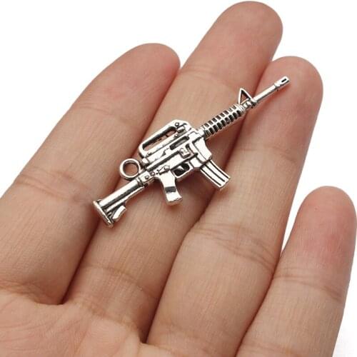 10pcs Metal Gun Charms Pendant Rifles Charms Mens Jewelry Accessories For Necklace Jewelry Making