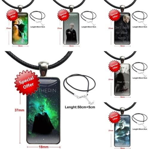 Fashion Glass Cabochon Necklace With Women Statement Pendant Rectangle Necklaces Jewelry Draco Malfoy For Women For Youth Girls