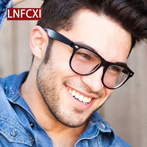 LNFCXI Fashion Clear Glasses Men Fake Glasses Square Eyeglasses Frame Women Optical Frames Male Reading Prescription Glasses