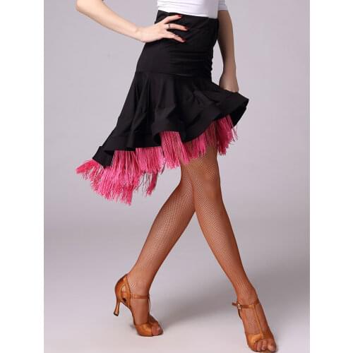 2019 new Girls Kids adult Modern Ballroom Latin Dance Dress tassel Fringe Salsa Tango Dance Wear Black Performance Stage Wear