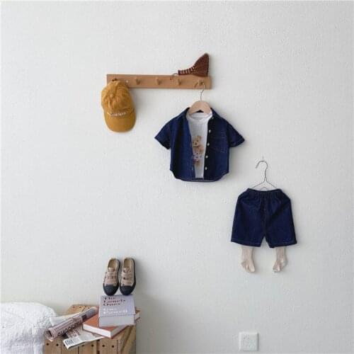 6M-3Y Baby Clothing Set Suit 2021 Hot Sale Boys Girls Summer Fashion Denim Shirts 2 Pieces Suit Top+shorts Baby Boy Clothing