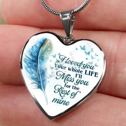Remembrance Necklace I Will Miss You Heart Pendant Necklace To Your Lover Beauty Family Jewelry Gift Memorial Necklace