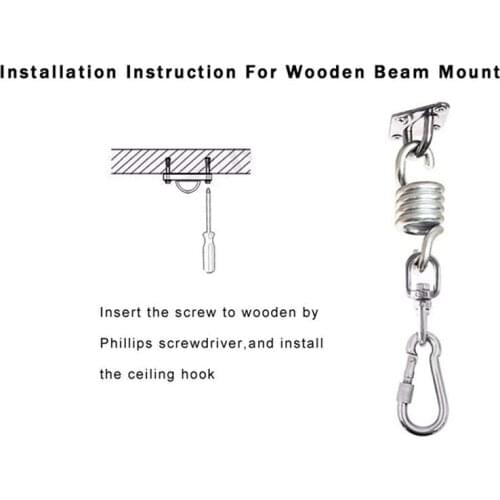 Swivel Hooks for Hammock Swing Chairs Stainless Steel Hanging Seat Accessories Kit for Ceiling/Indoor/Outdoor