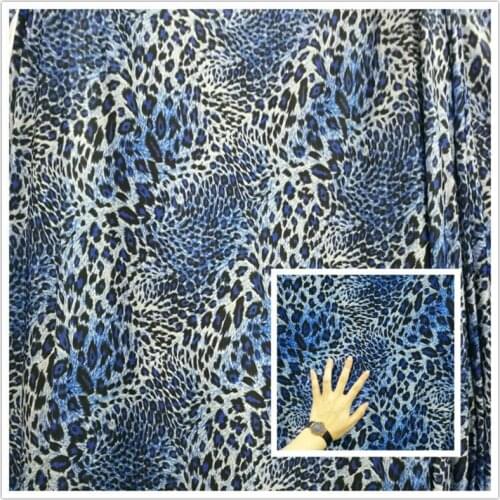 Ice silk bottom Blue Leopard print cloth fabric for sewing Latin dance diy homedecor table cloth curtain fabric 1Meter