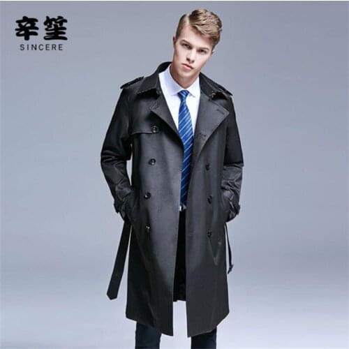 Spring autumn mens trench coats мужская куртка на весна man double-breasted clothes slim fashion loose overcoat long sleeve