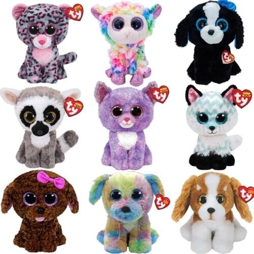 Ty Big Eyes Beanie Stuffed Plush Animals Cat Dog Series Toys for Children Boy Girl Christmas Cute Gifts 15cm