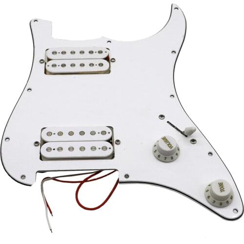 Loaded Strat Electric Guitar Pickguard Prewired ST Pickguard with Ceramic Double Colis Humbucker Pickups For Fender Guitar White