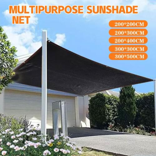 Black 8 Pin Anti-UV PE Shade Net Outdoor Awnings Sun Shelter Garden Patio Pool Camping 85% Sun Shade Net Durable Carport Gazebos