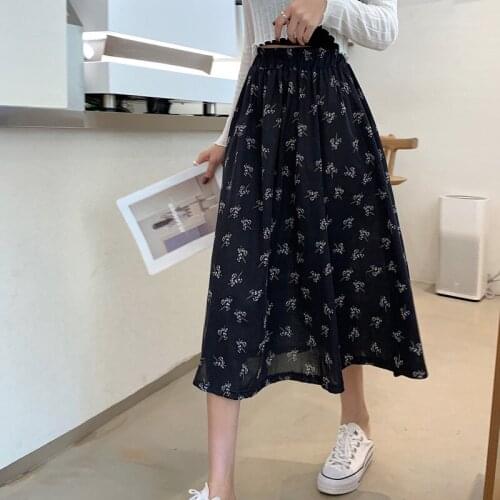 Womens Skirt Vintage Clothes Long Skirts Black Harajuku Summer High Waist Streetwear 2021 Fashion flowy Spring Elastic Chiffon