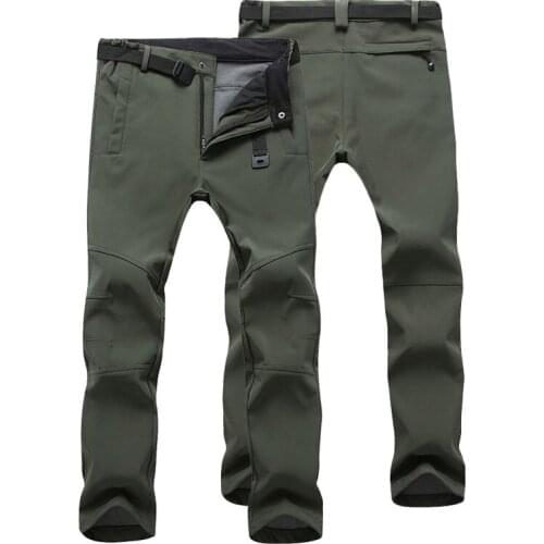 Winter Men Warm Pants Fleece Waterproof Trousers Male Stretch Windbreaker Sweatpants Casual Work Pants Custom Your LOGO