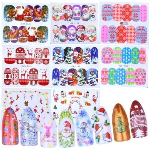 1 Sheet Nail Art Christmas Pattern Series Nail Sticker Winter DIY Snowflakes Decoration Tips Christmas Water Tattoos