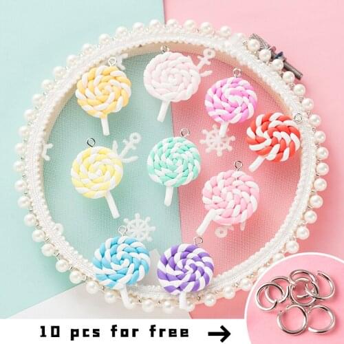 10 Pieces/batch of Cute Key Chain Pendants Simulation Cream Lollipop Key Chain Ladies Pendant Jewelry DIY Key Chain Pendant