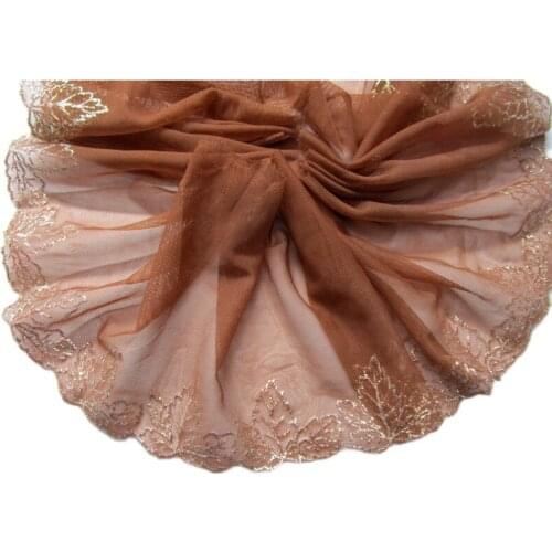 14Yards Beautiful Handicrafts Embroidered Net Lace Trim Ribbon Leaf Laces Fabric Patch for Sewing Accessories